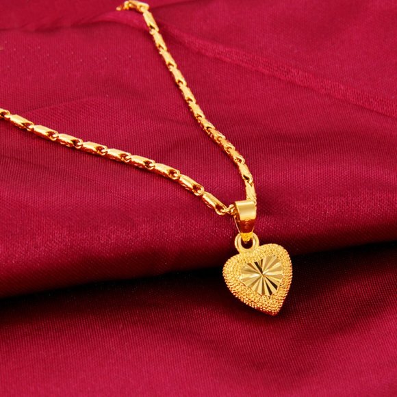 24k Gold Plated Heart Pendant Necklace For Women and Girls, Valentines Day Gift, - Picture 3 of 7